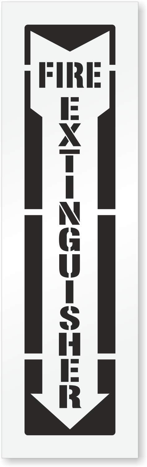 FIRE EXTINGUISHER Stencil with Letters and Arrow