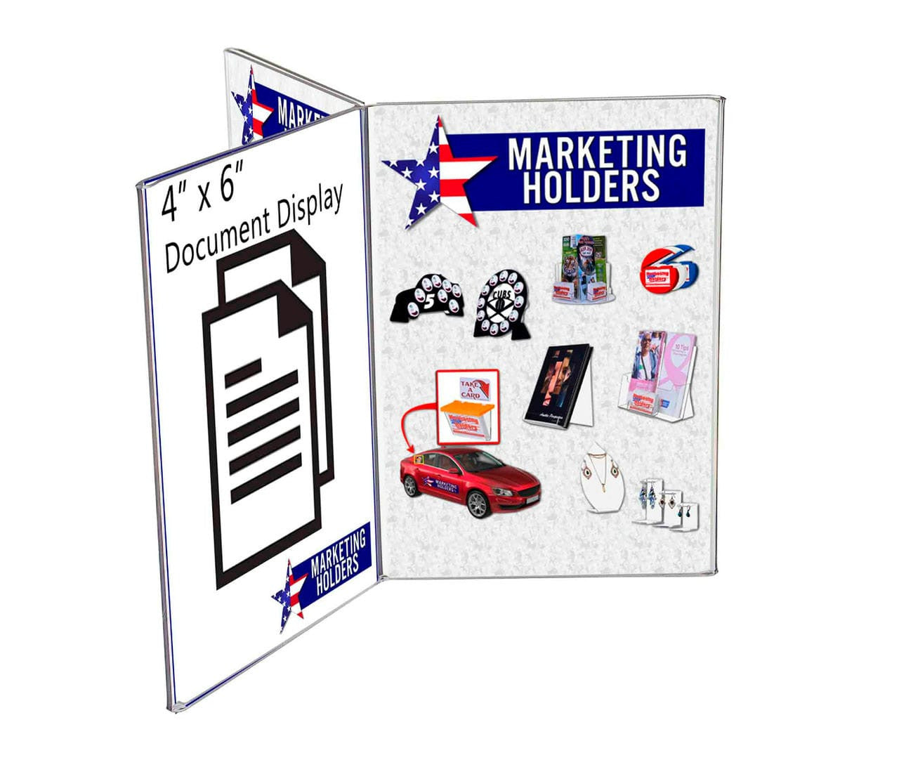 4"W x 6"H 6 Panel Sign Holder Table Tent Display