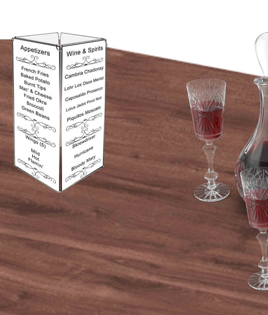 4"W x 9"H 4 Sided Table Tent Bar Bistro Menu Sign Display Stand