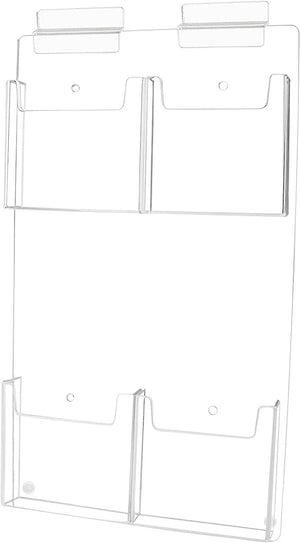 Slatwall 4"W Trifold Brochure Holder 4 Pocket Display