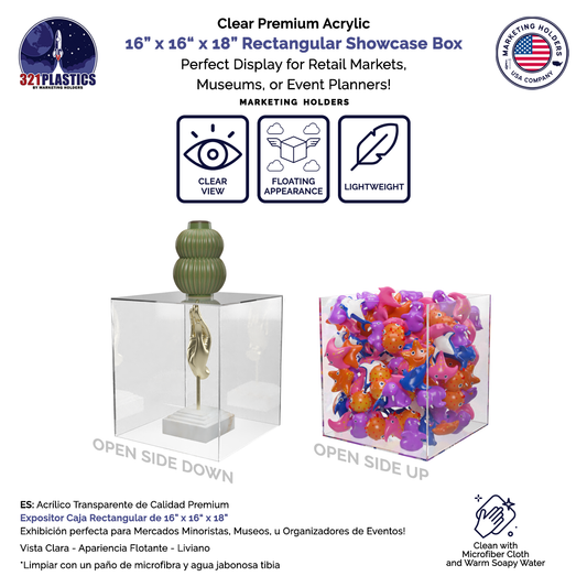 16" x 16" x 18" Clear Acrylic Pedestal | Retail & Gallery Showcase