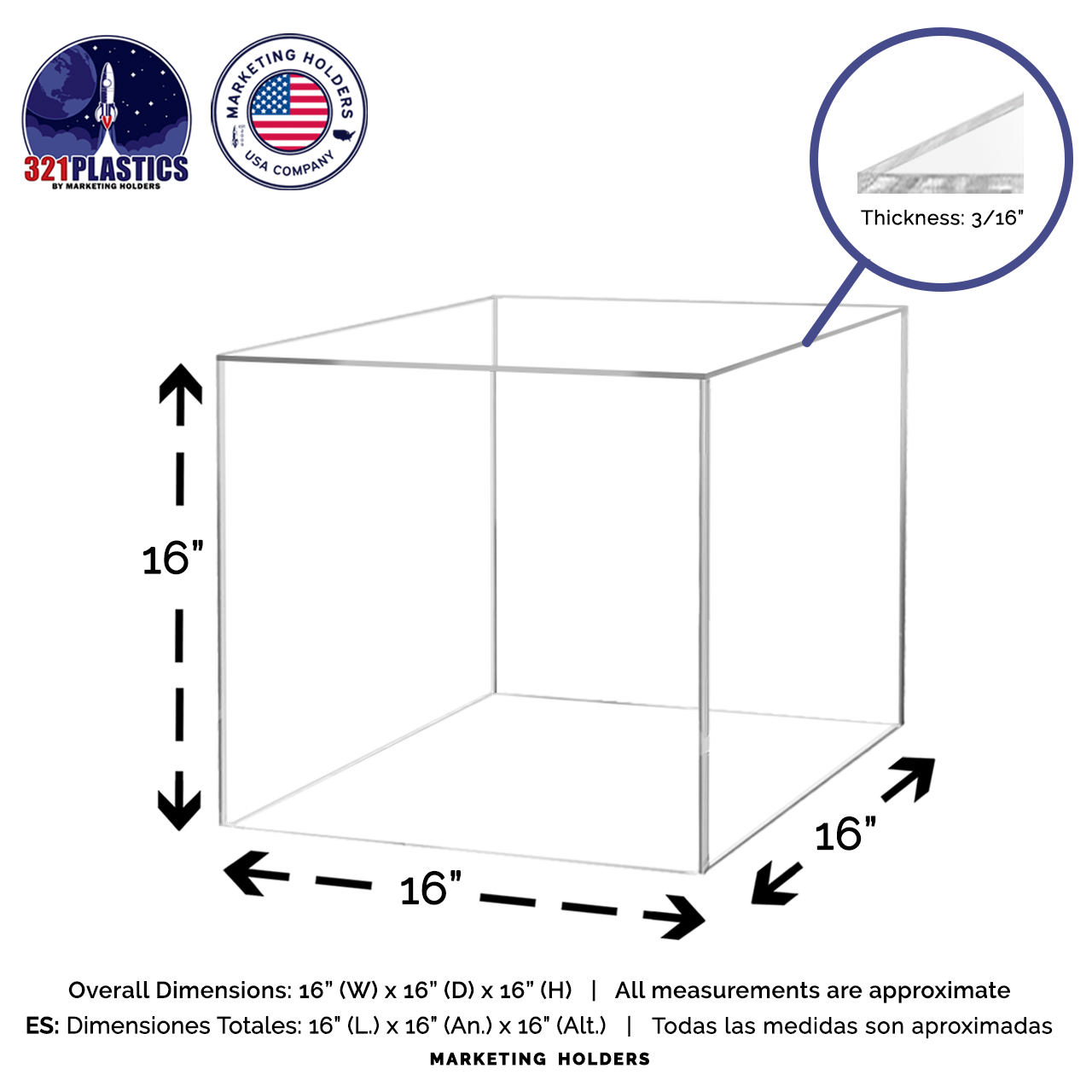 16" Square Clear Acrylic Retail Display Box