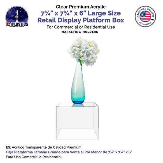 7.75" x 6" Clear Acrylic Display Riser | Retail Showcase Base