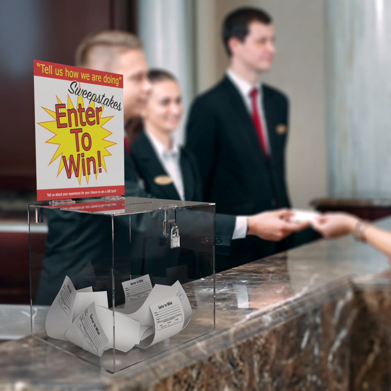 10"W Locking Ballot Box Door on Top Fundraiser Raffle Vote Bin