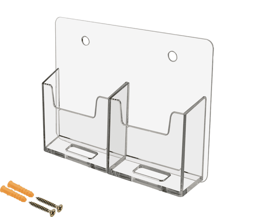 2 Pocket Business Card Holder Vertical Wall Mount