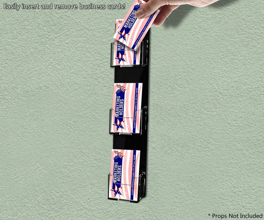 3 Pocket Hanging Vertical Business Card Holder Clear on Black