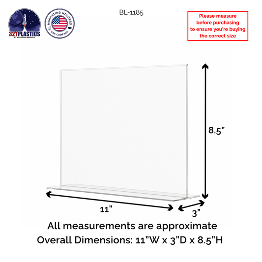 Sign Holder 11"W x 8.5"H Double Sided Bottom Load Table Tent