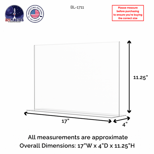 Sign Holder 17"W x 11"H Double Sided Bottom Load Table Tent