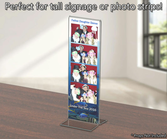 2"W x 6"H Sign Frame Table Tent Photo Booth Two Sided Bottom Load