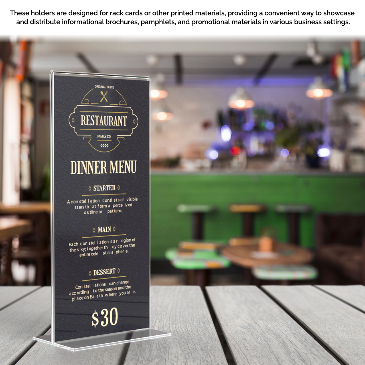 Sign Holder 4"W x 9"H Double Sided Bottom Load Table Tent