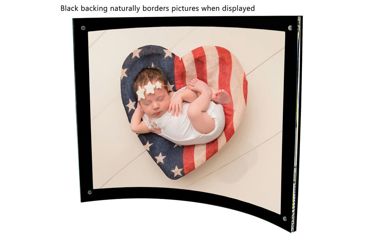 11"W x 8.5"H Curved Sign Photo Holder with Elegant Black Backing