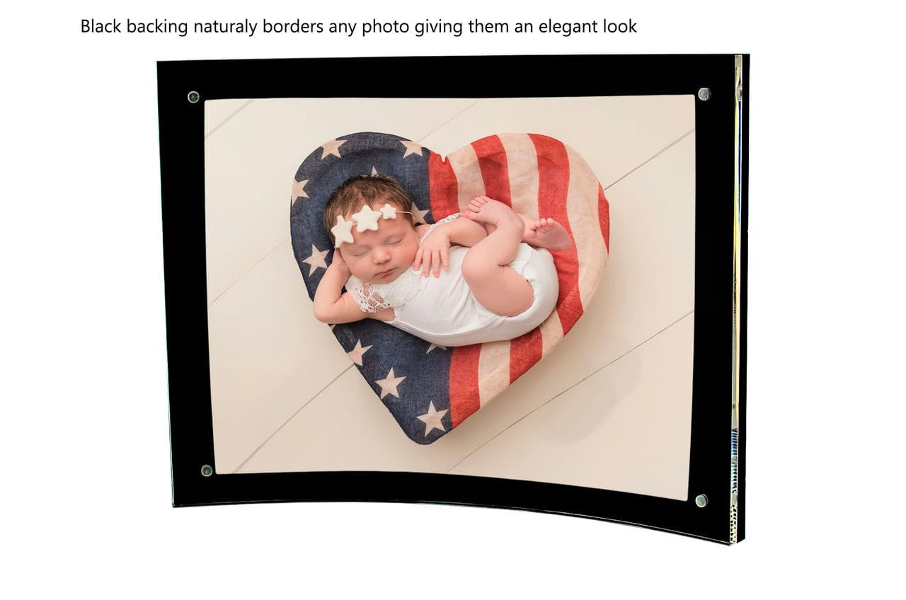 7"W x 5"H Curved Photo Stand Small Sign Holder with Black Border