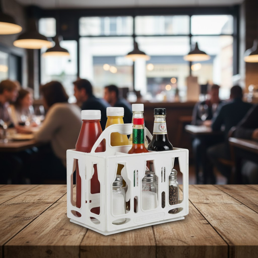 6 Pack Plastic Condiment and Bottle Storage with Handle