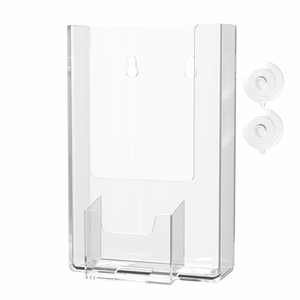 Suction Cup 4"W Trifold Holder with Vertical Card Pocket Window Mount