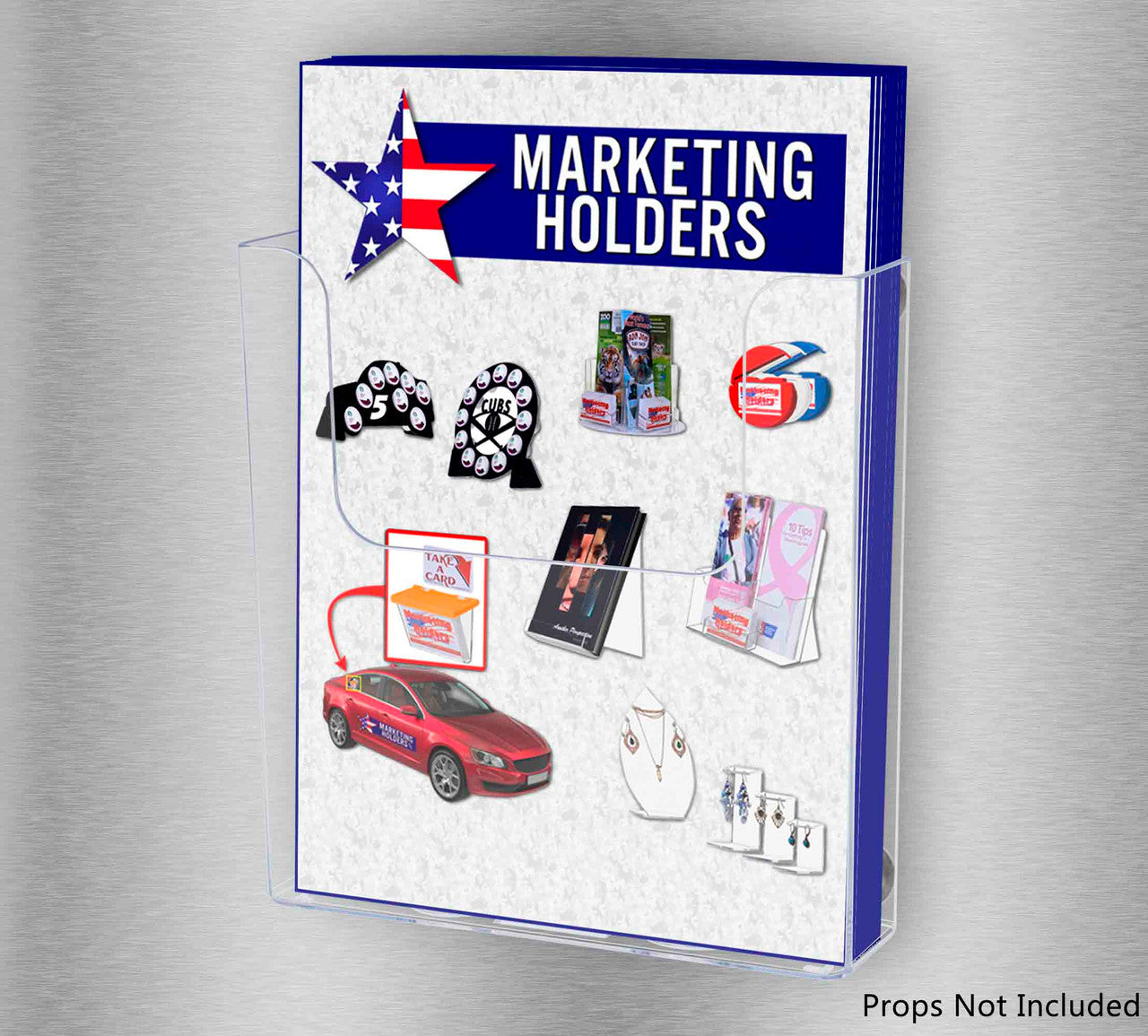 6.5"W Magnetic Booklet Holder Metal Mount Brochure Display