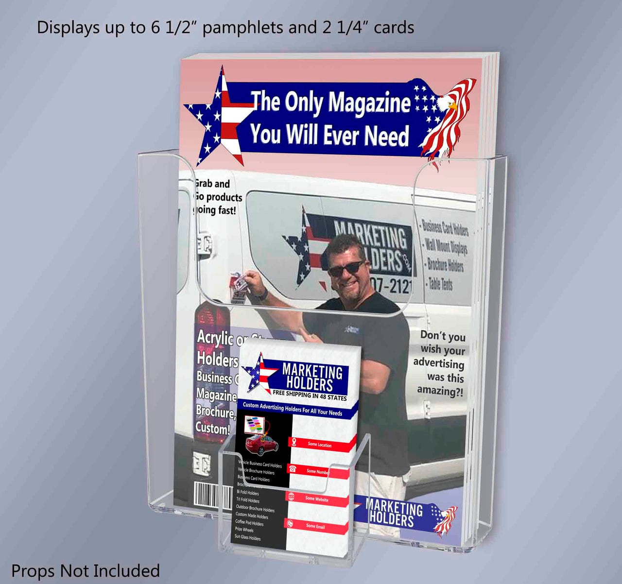 Suction Cup 6.5"W Bifold Holder with Vertical Card Slot Window Mount