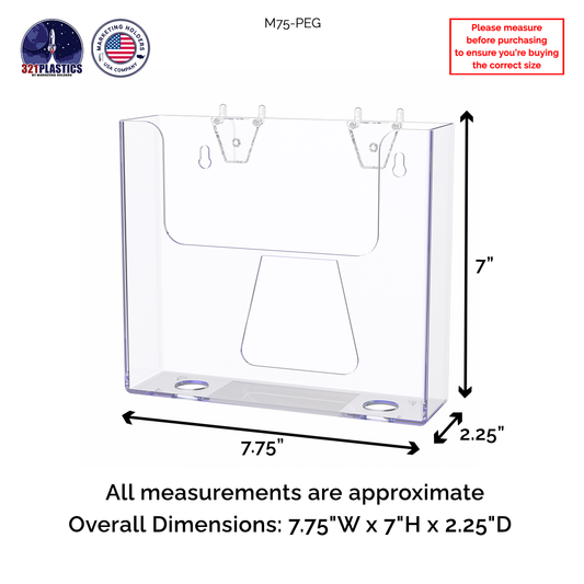 Pegboard 7.5"W Advertisement Flyer Rack Booklet Holder