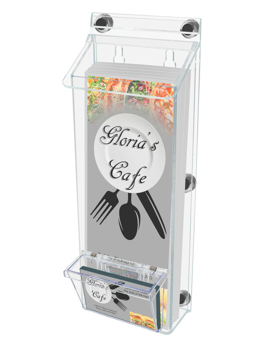 4"W x 11"H Magnetic Outdoor Trifold Brochure Holder with Card Box