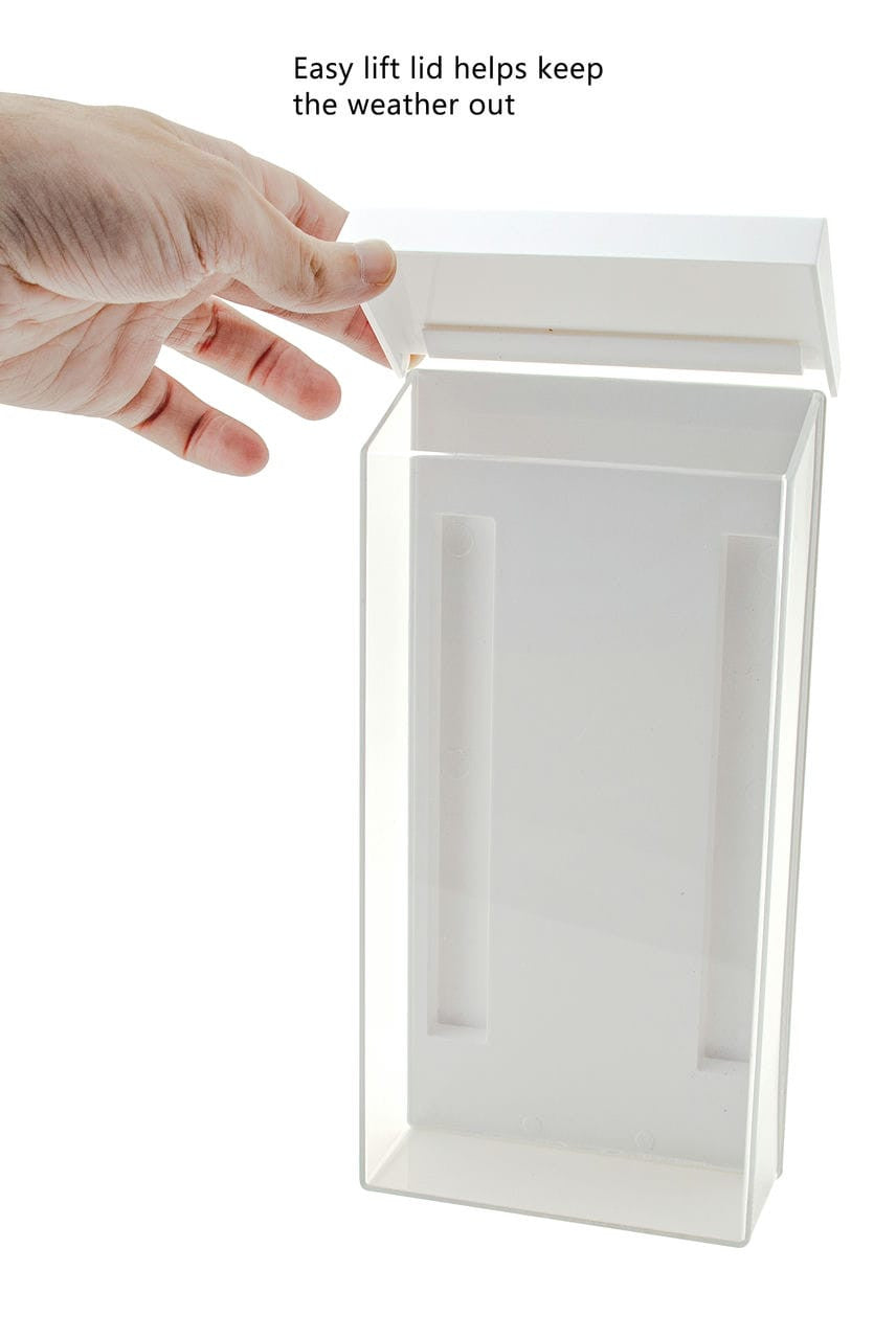 4"W x 9"H Outdoor Rack Card Holder Wall Brochure Box with White Lid