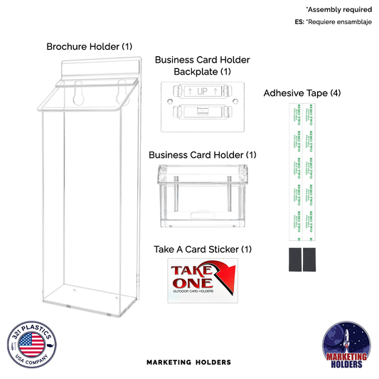 4"W x 9"H Outdoor Brochure Holder with Lid and Grab A Card Box