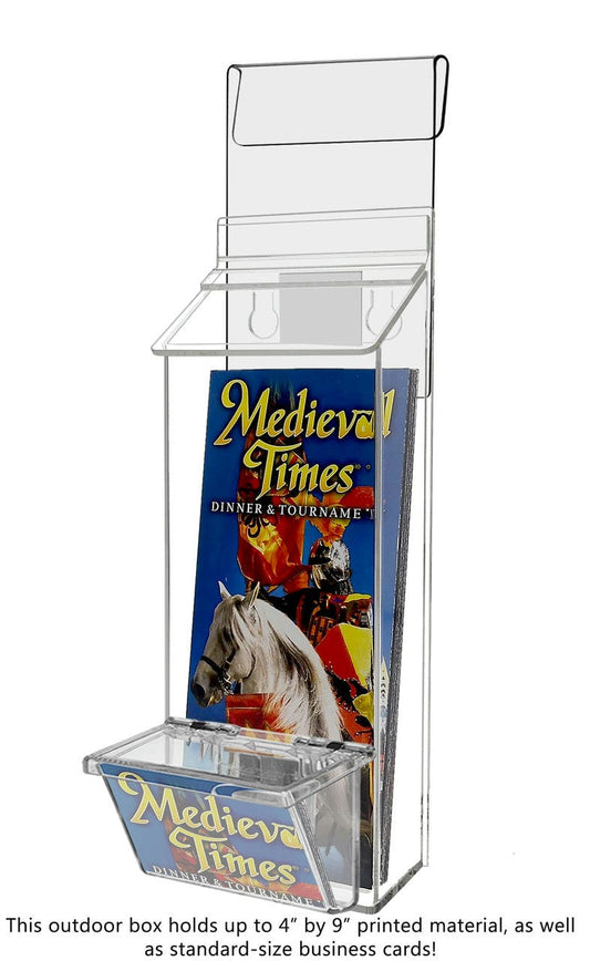 4"W x 9"H Outdoor Window Hook Trifold Holder with Card Box