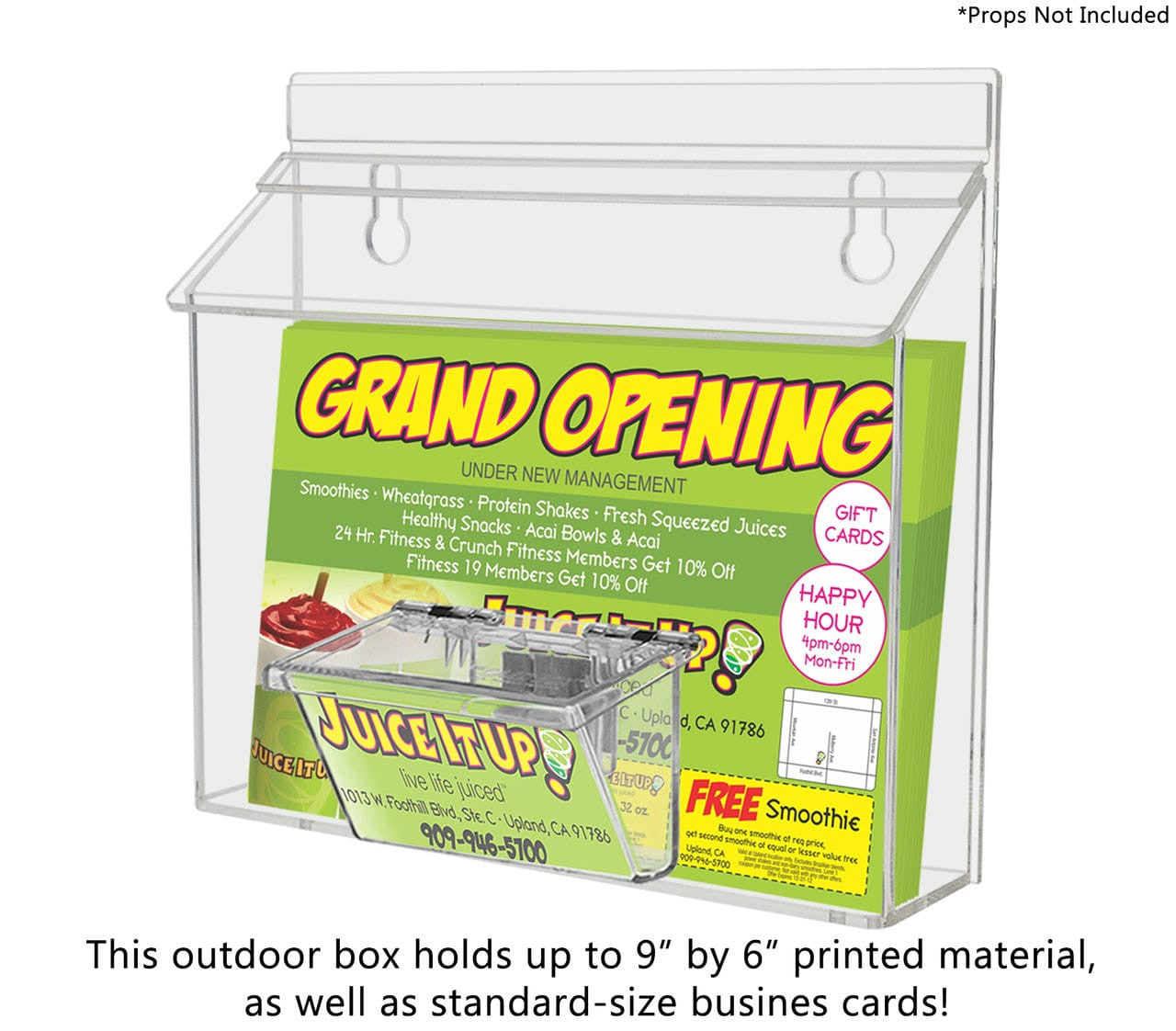 9"W x 6"H Outdoor Bifold Holder Wall Brochure Bin with Card Box