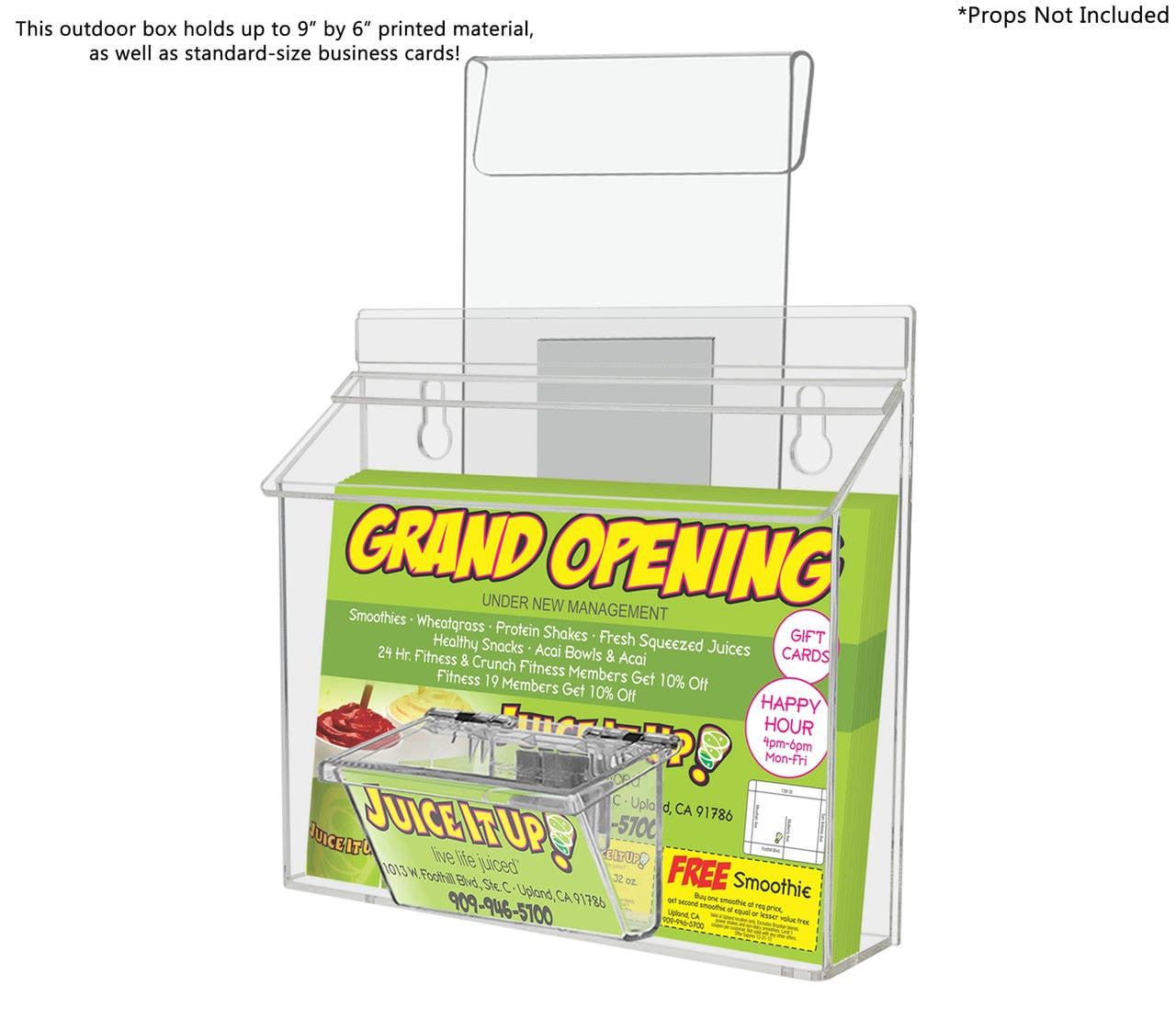 9"W x 6"H Outdoor Window Hook Brochure Holder with Card Box