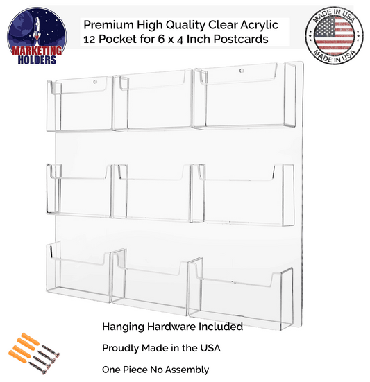 Wall Postcard Holder 12 Pocket Organizer for 6"W Advertisements