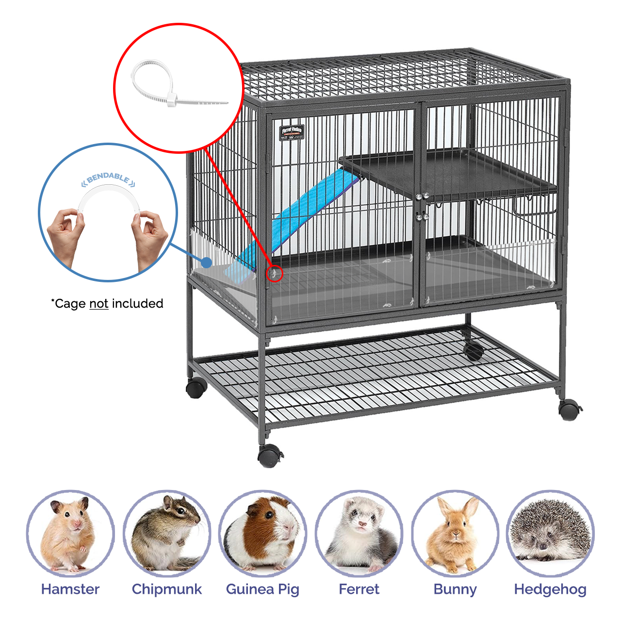 14"W x 6"H Urine Guard Pet Cage Siding Liner Splash Guard Clear