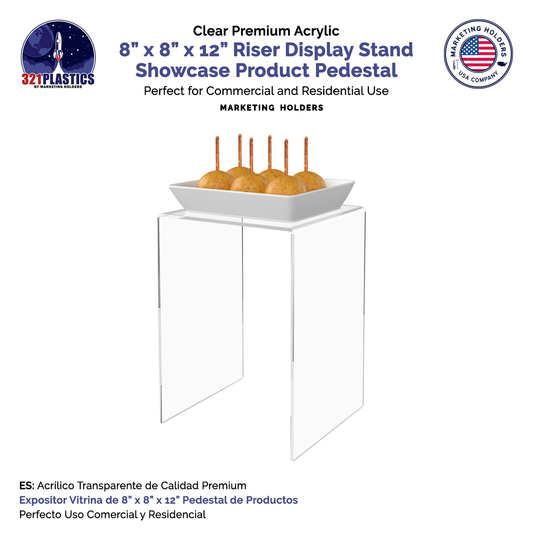 8" x 8" x 12" Riser Display Platform Acrylic Retail Product Stand