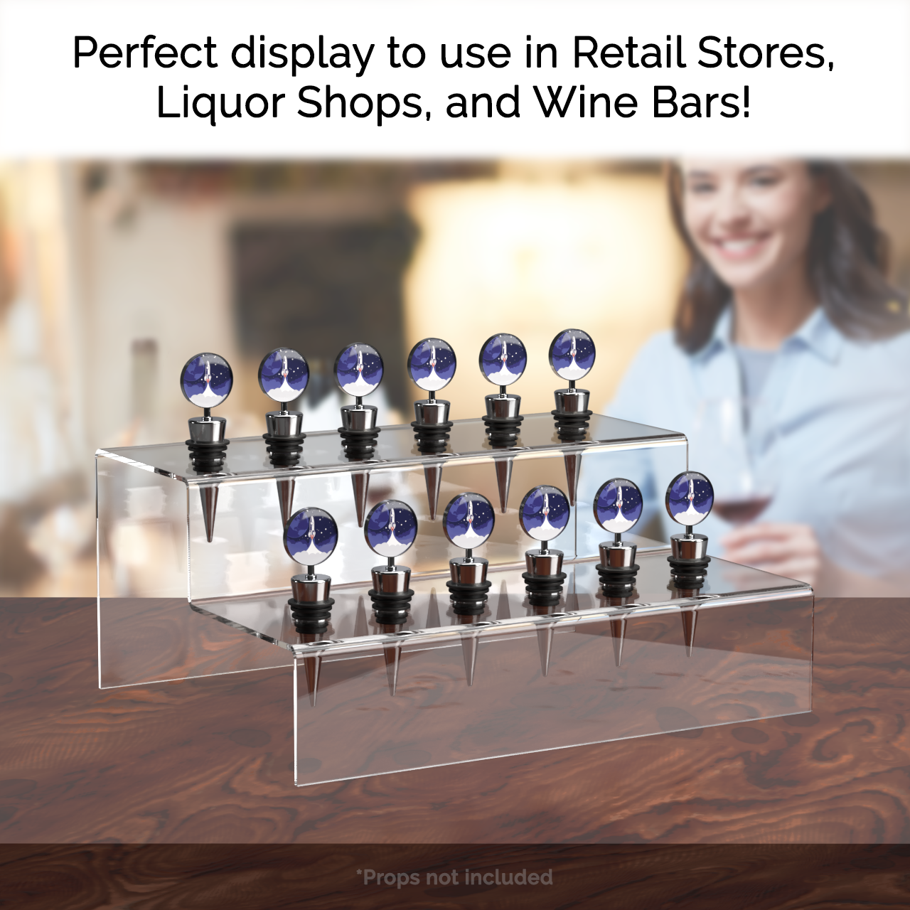 Wine Bottle Stopper Topper Display Two Tier 12 Slot Space Saver
