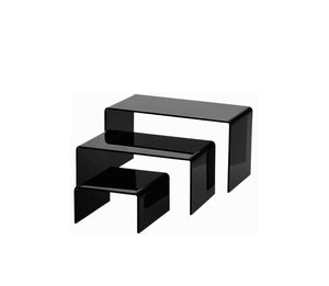3 Piece Black Acrylic Risers Display Pedestal Stands