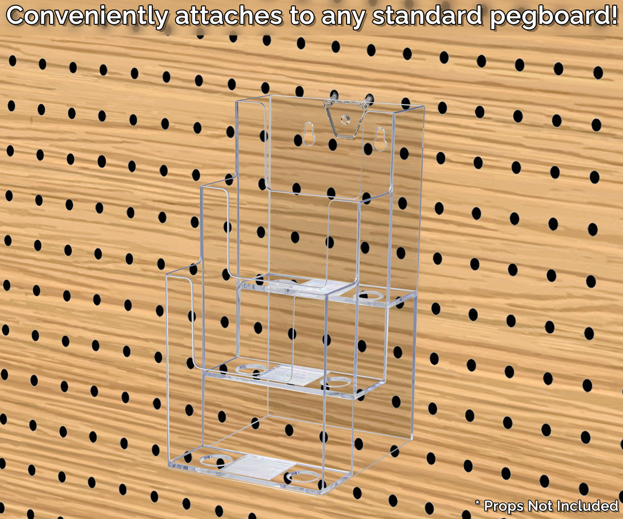 Pegboard 4"W Tri Fold Brochure Pamphlet Holder Display Rack
