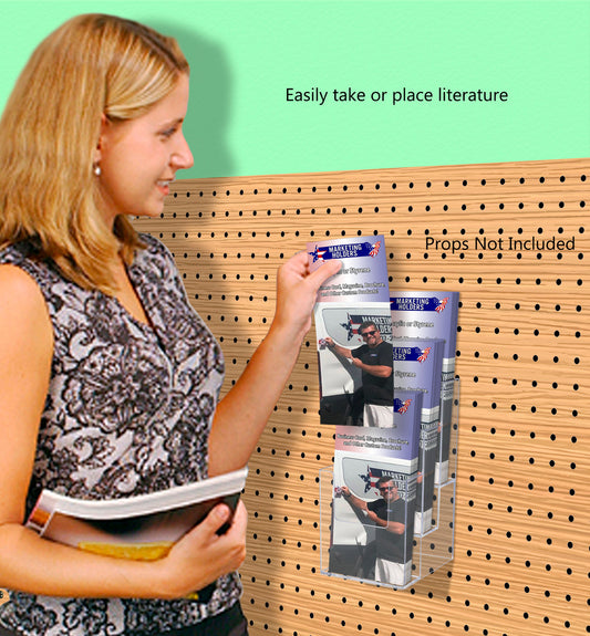 Pegboard 4"W Tri Fold Brochure Pamphlet Holder Display Rack