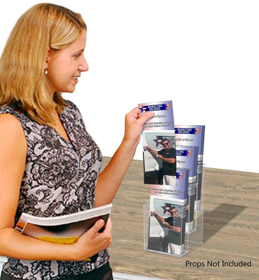 Brochure Holder for 4"W Trifolds 3 Pocket Tiered Display