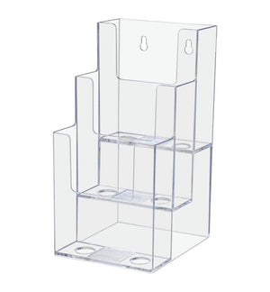 Brochure Holder for 4"W Trifolds 3 Pocket Tiered Display