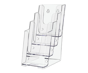 Trifold Holder for 4"W Brochures Tiered Multi Pocket Display Rack