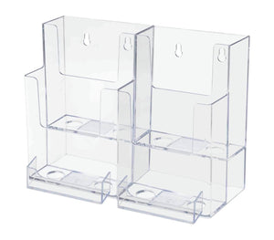 4"W Trifold Holder 2 Tier 4 Pocket with 2 Business Card Slots