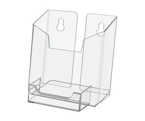 4"W Vertical Postcard Brochure Holder with Business Card Slot