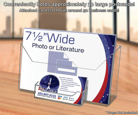 7.5"W Oversized Postcard Holder with Business Card Slot