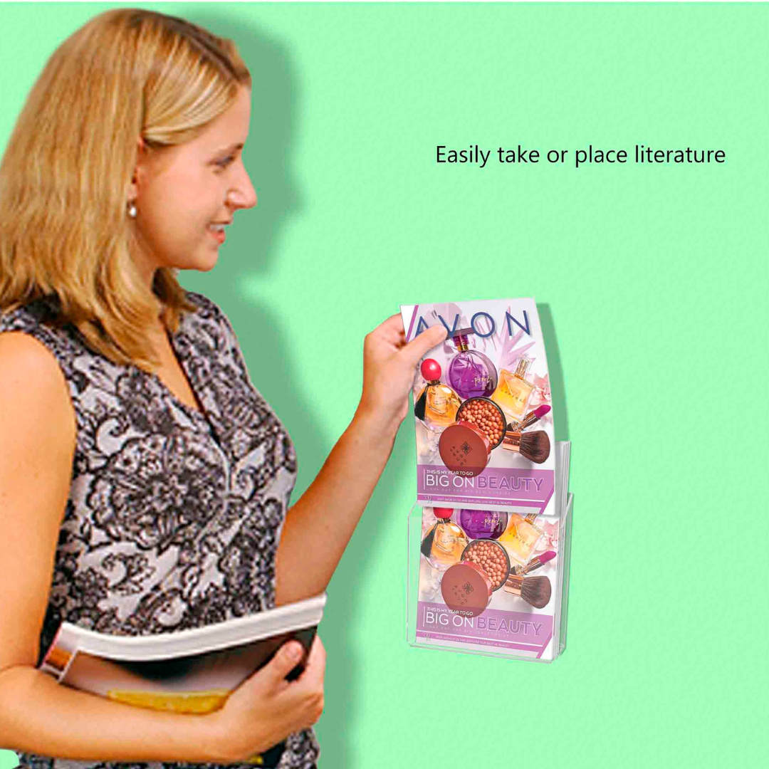 5.5"W Bifold Brochure Holder with Tape for Mounting