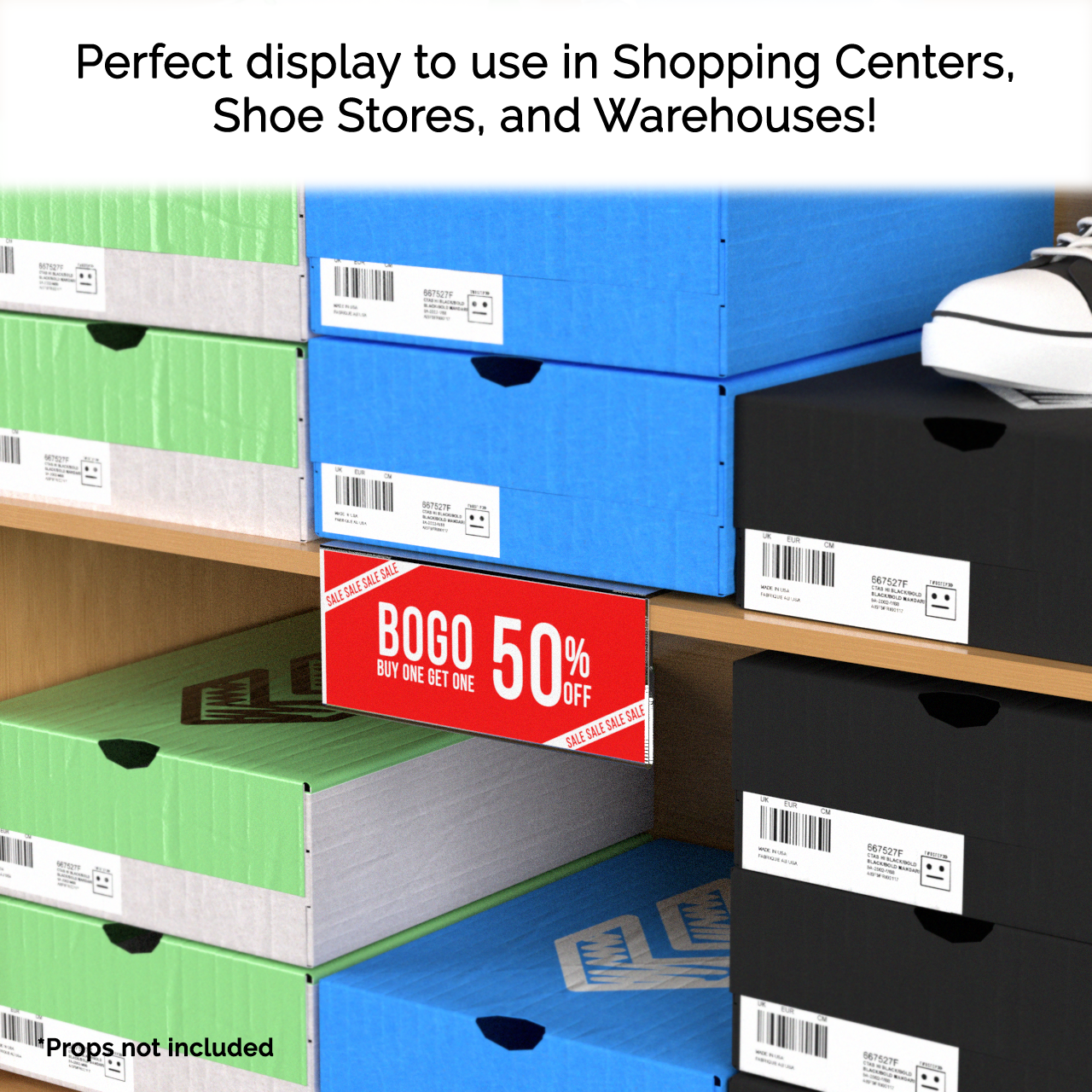 8"W x 3"H Shelf Sign Holder for Retail and Shoe Stores