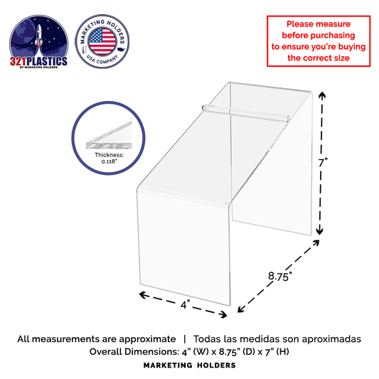4" x 7" Shoe Riser Clear Acrylic Display Slanted Footwear Stand