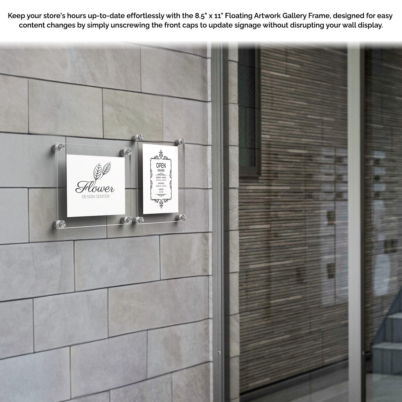 8.5" x 11" Wall Sign Holder Floating Graphic Image Display