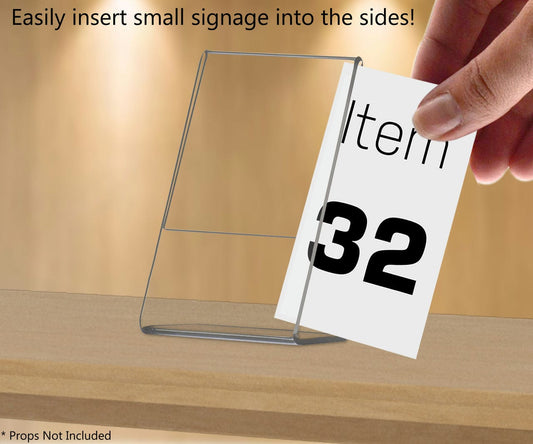 2.25"W x 3.5"H Side Load Acrylic Sign Holder - Slant Back