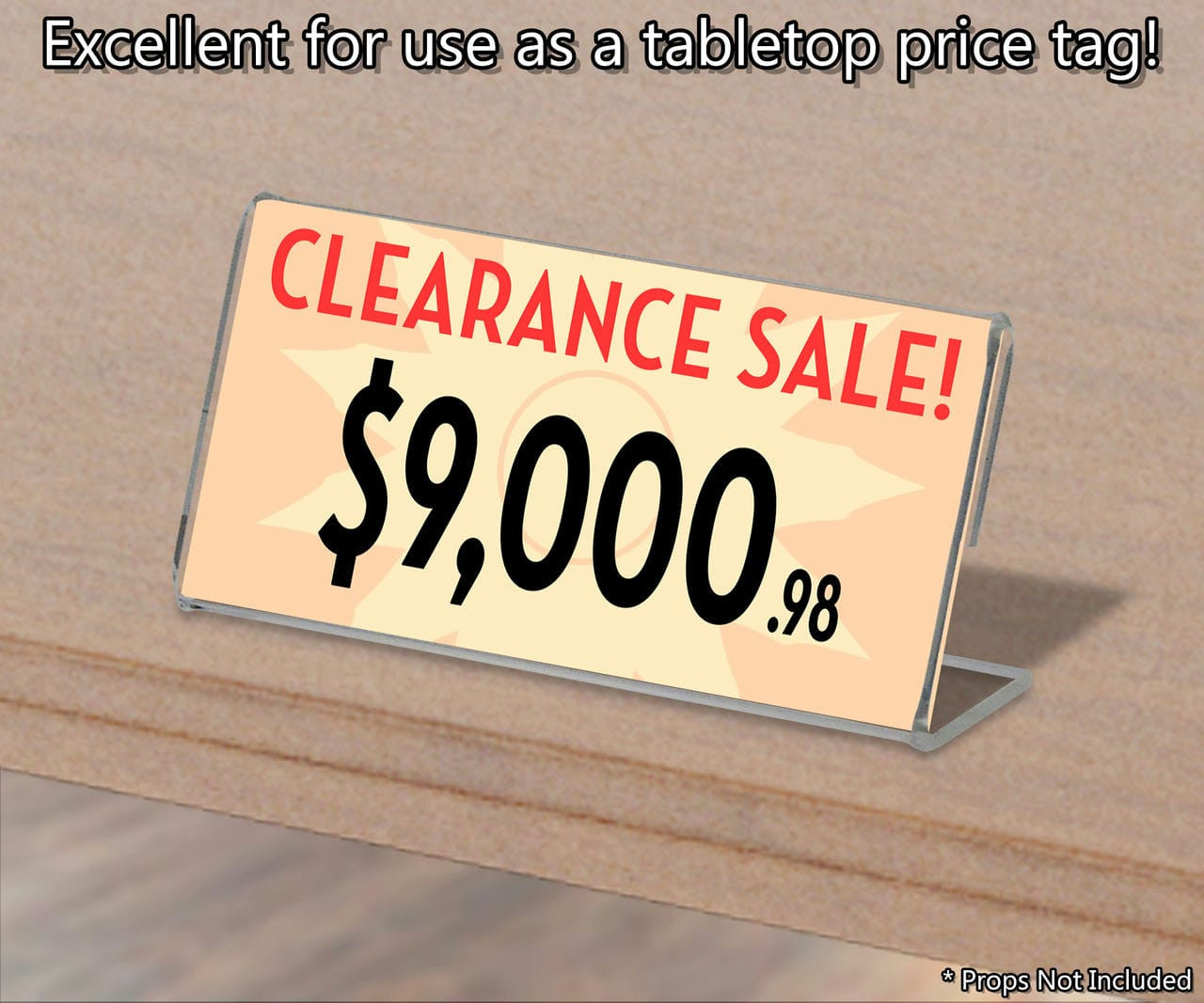 2.5"W x 1.25"H Nameplate Price Tag Holder Side Load Countertop