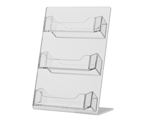 3 Pocket Slant Back Mirrored Business Card Holder Display