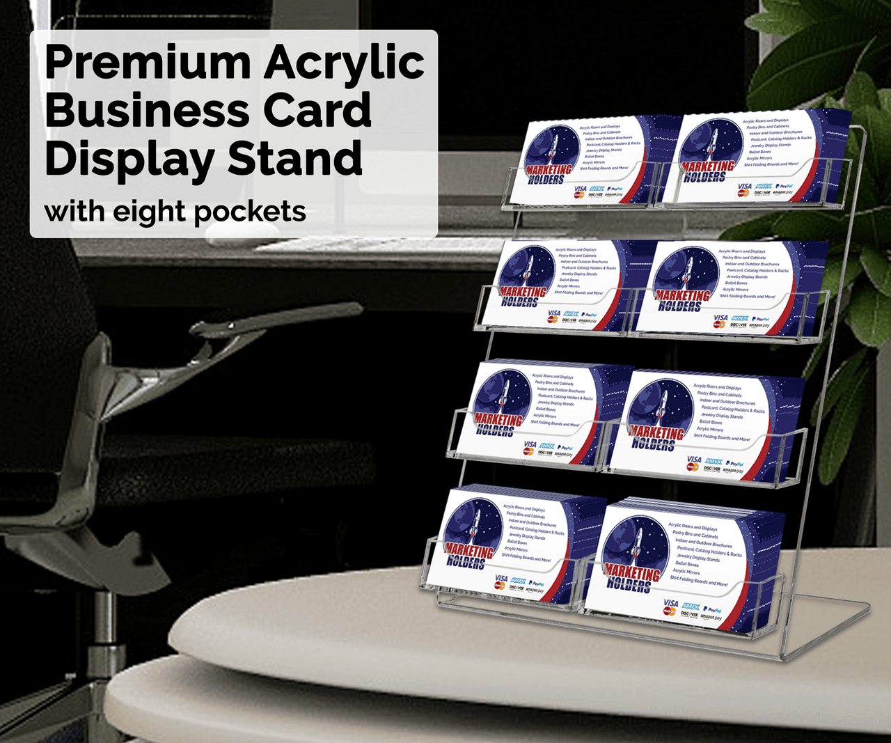 8 Pocket Business Gift Card Display with Slanted Back