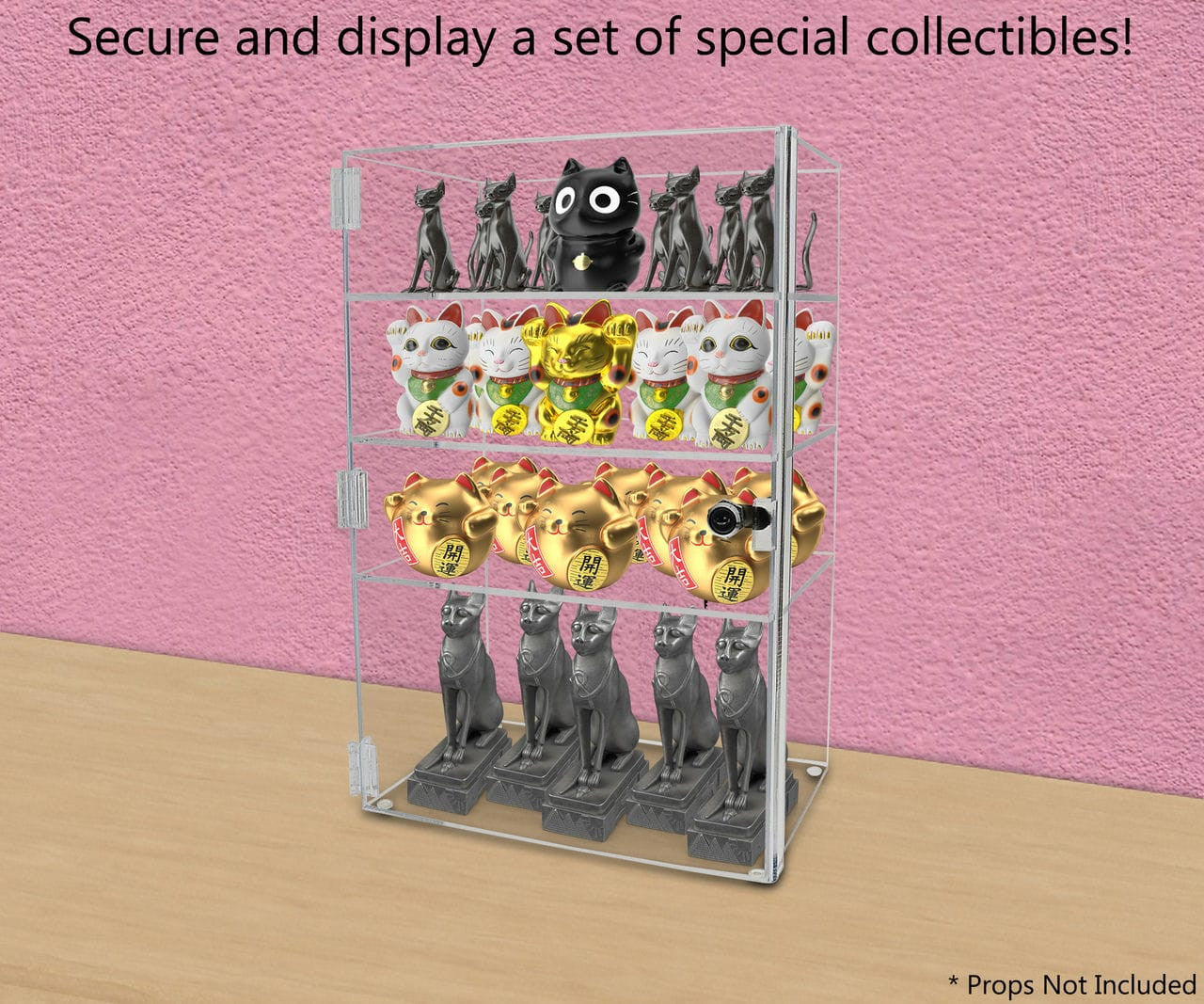 12"W x 9.5"D x 19"H Acrylic Locking Display Cabinet 3 Shelves