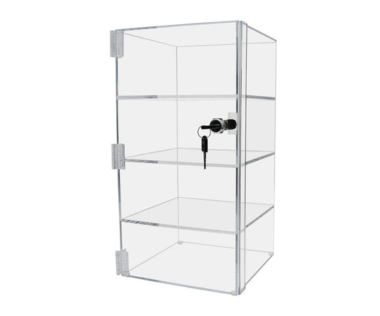 8"W x 8"D x 16"H Locking Case Acrylic Display With 3 Shelves